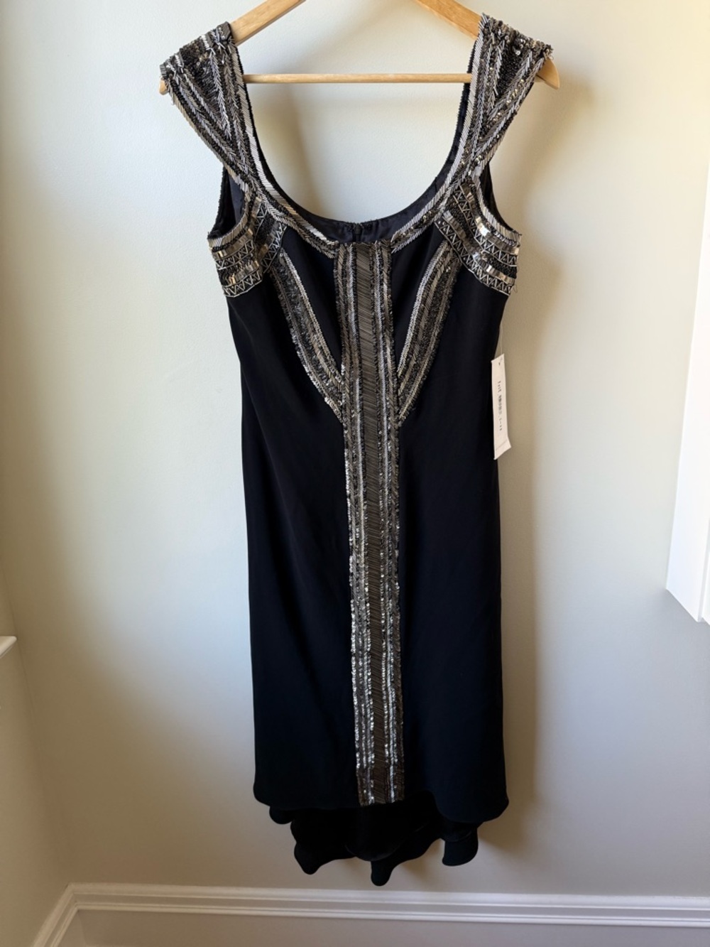 NWT THEIA Beaded Sequin Dress Midi Art Deco Old Money Flapper Glam Goddess 6